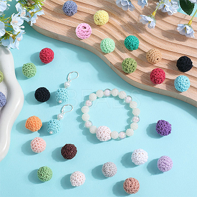 40Pcs 20 Colors Organic Wool Fabric Beads FIND-SC0009-18-1