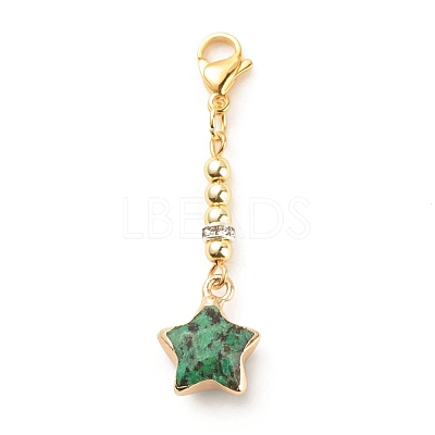 Natural Gemstone Star Pendant Decorations HJEW-JM00648-1