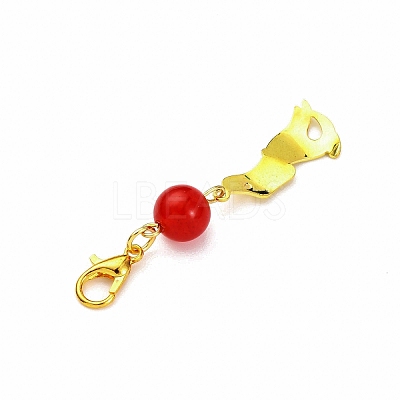 6Pcs Brass Puppy Pendant Decorations HJEW-JM04364-1