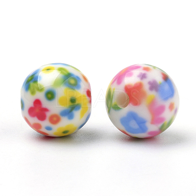Opaque Printed Acrylic Beads X-MACR-S271-10mm-22-1