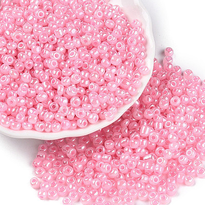 DIY Craft Beads 6/0 Ceylon Round Glass Seed Beads X-SEED-A011-4mm-145-1
