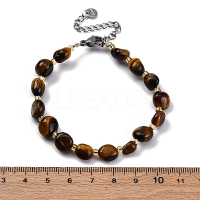 Natural Tiger Eye Beaded Bracelets for Women G-P563-07P-19-1