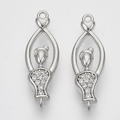 Brass Micro Pave Cubic Zirconia Links connectors KK-T050-43P-NF-1