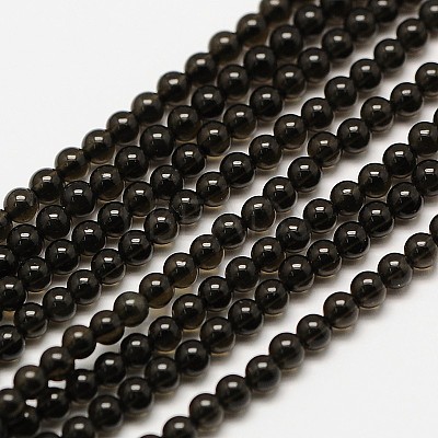 Natural Obsidian Round Bead Strands X-G-A130-2mm-04-1