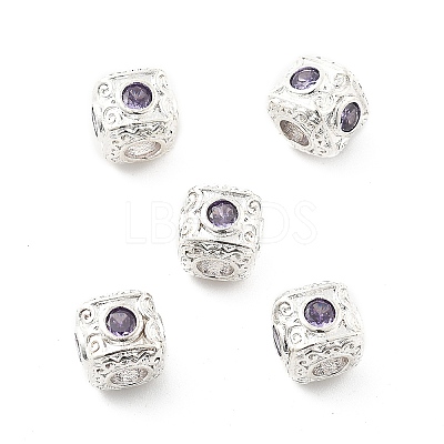 Brass Micro Pave Cubic Zirconia Beads KK-R216-17P-02-1