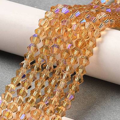 Transparent Electroplate Glass Beads Strands GLAA-F029-4mm-D18-1