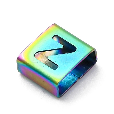 Ion Plating(IP) 304 Stainless Steel Square Slide Charms STAS-L132-18Z-M-1