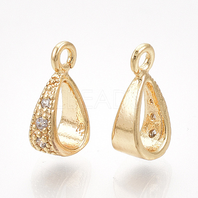 Brass Cubic Zirconia Tube Bails X-KK-S350-380G-1