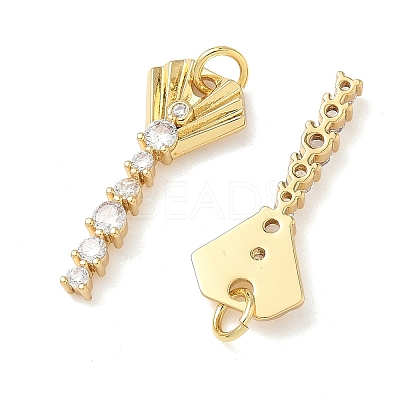 Brass Micro Pave Clear Cubic Zirconia Pendants KK-P342-13G-1