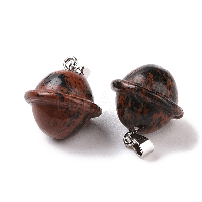 Natural Mahogany Obsidian Pendants G-B041-01P-08-1