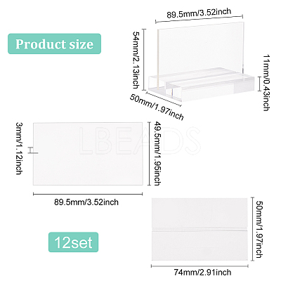 Transparent Acrylic Blank Place Sign & Base Holder Set FIND-WH0042-52-1