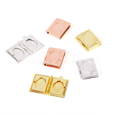 6Pcs 3 Colors Brass Locket Pendants KK-TA0001-98-1