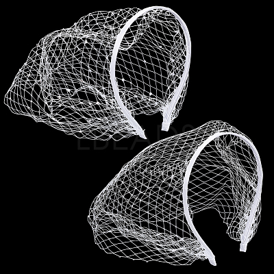 2Pcs 2 Colors Mesh Veil Cloth Hair Bands FIND-OC0003-95C-1