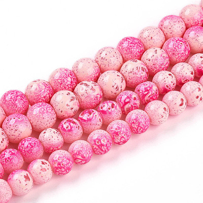 Transparent Baking Paint Glass Beads Strands X-DGLA-N009-8mm-01-1