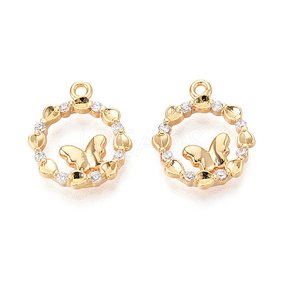 Brass Micro Pave Cubic Zirconia Pendants X1-KK-N263-78C-G-1