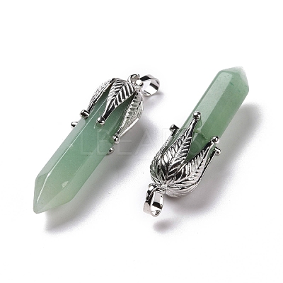 Natural Green Aventurinee Big Pointed Pendants G-E059-03AS-05-1