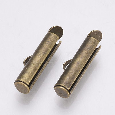 Brass Slide On End Clasp Tubes X-KK-Q747-11A-AB-1