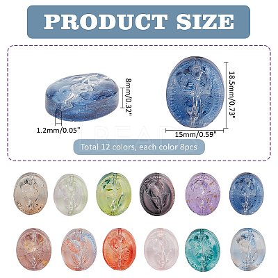 96Pcs 12 Colors Handmade Lampwork Beads LAMP-PH0001-34-1