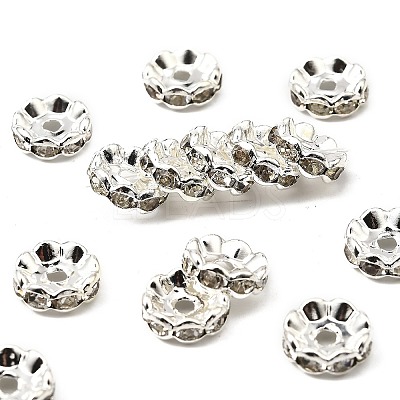 Brass Rhinestone Spacer Beads RB-A014-L10mm-01S-1