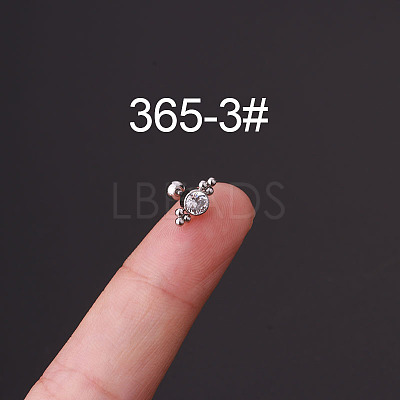 316L Surgical Stainless Steel Micro Pave Clear Cubic Zirconia Cartilage Earrings WG35966-03-1