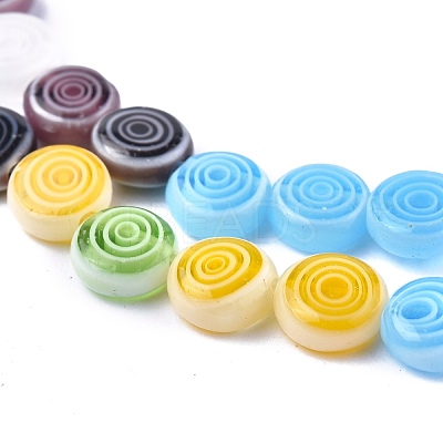 Flat Round Handmade Millefiori Glass Beads X-LK-R004-51-1