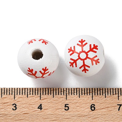 Printed Wood European Beads WOOD-Z002-08D-1