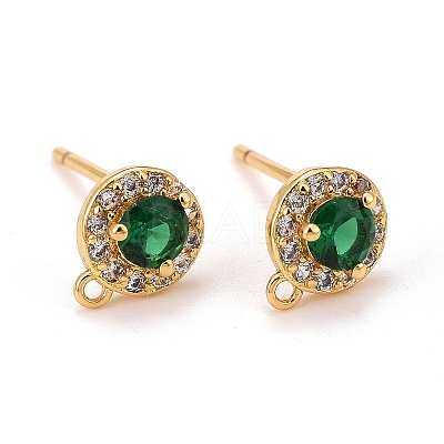Brass Micro Pave Cubic Zirconia Stud Earrings Findings LS-ZIRC-C030-01G-1