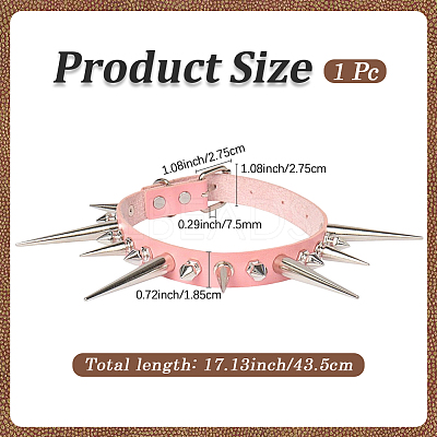 Punk Rock Style Alloy Spiked Cone Rivet Imitation Leather Chocker Necklaces NJEW-WH20011-10P-03-1