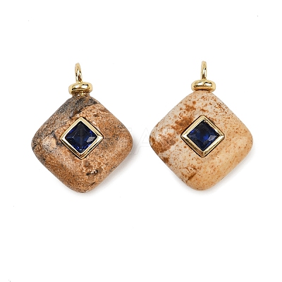 Natural Picture Jasper Pendants KK-B157-42A-03-1