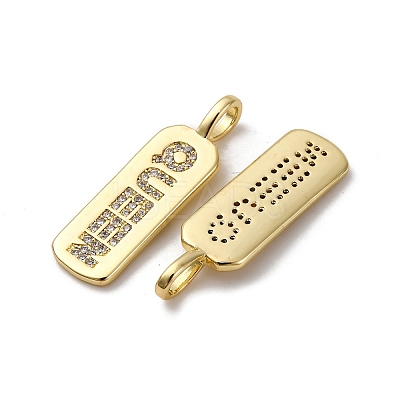 Brass Micro Pave Cubic Zirconia Pendants KK-P308-41G-1