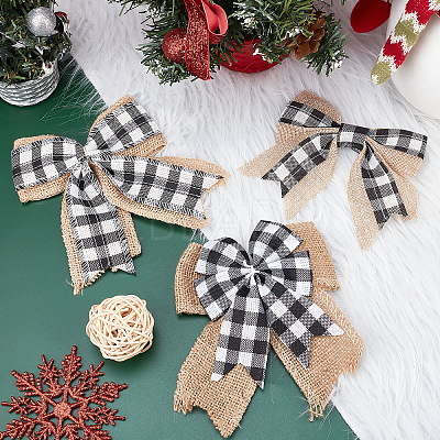 3Pcs 3 Style Big Bowknot Polyester Imitation Linen Ornament Accessories DIY-CA0002-61-1