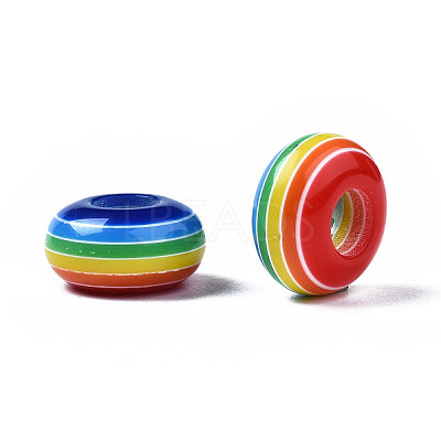 Stripe Resin Large Hole Beads RESI-YWC0001-03-1