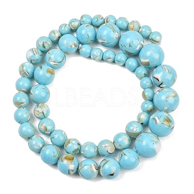 Synthetic Turquoise and Sea Shell Assembled Graduated Beads Strands GG-CBA2AE1-A07-D-1
