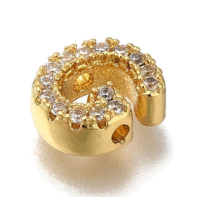 Rack Plating Brass Micro Pave Clear Cubic Zirconia Beads KK-G500-30G-G-1