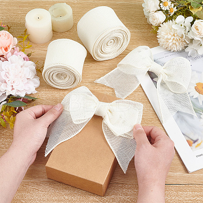 10 Yards Burlap Ribbons SRIB-WH0026-11A-1