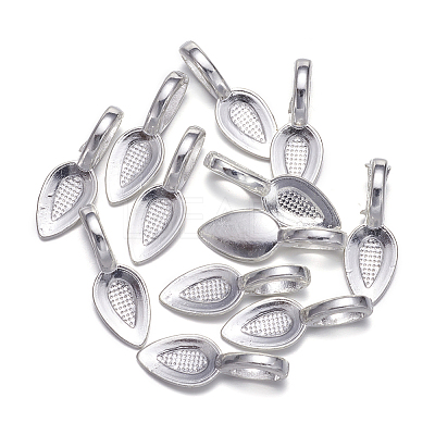 Tibetan Style Alloy Glue-on Flat Pad Bails TIBEP-AB3348Y-S-NF-1