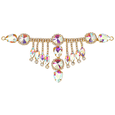 1Pc Flower Brass Rhinestone Ornament Accessories OHAR-FG0001-04C-1