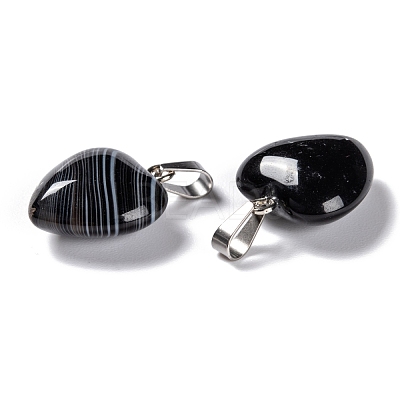 Natural Dyed & Heated Black Agate Pendants G-I311-A16-1