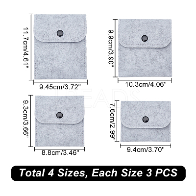 12Pcs 4 Styles Portable Felt Card Cover Bag ABAG-GA0001-21B-1