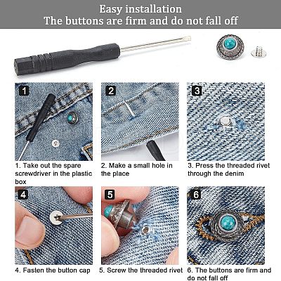 32 Sets 8 Colors Alloy Buttons DIY-NB0007-45B-1