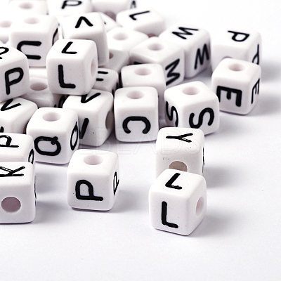 Chunky Letter Acrylic Cube Beads for Kids Jewelry X-PL37C9447-1