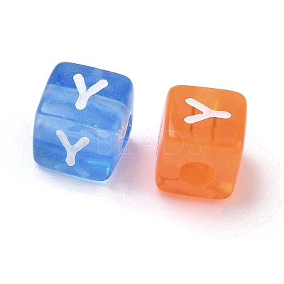 Spray Painted Transparent Acrylic Beads MACR-K365-07Y-1