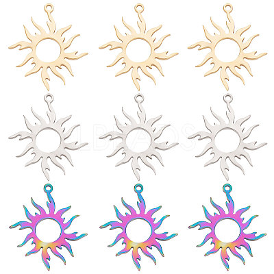 18Pcs 3 Colors 304 Stainless Steel Pendants STAS-BBC0001-77-1