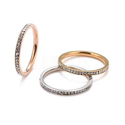 304 Stainless Steel Rhinestone Rings Set STAS-D178-02D-1