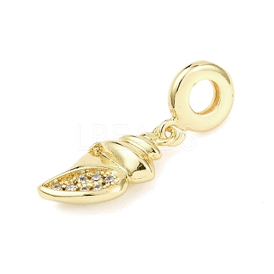 Brass Micro Pave Clear Cubic Zirconia Sea Animal European Dangle Charms KK-B159-04G-04-1