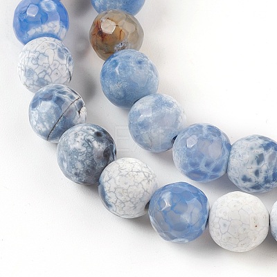 Faceted Natural Fire Crackle Agate Beads Strands X-G-F447-8mm-B09-1