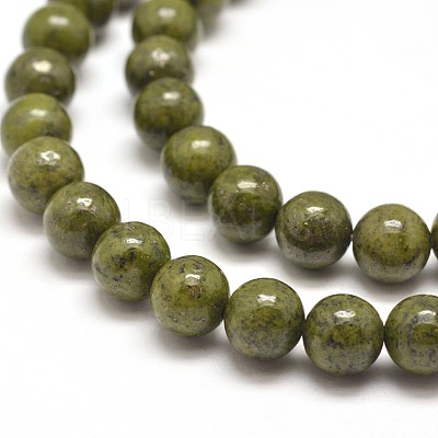 Round Natural Green Granite Beads Strands G-I125-77-6mm-1