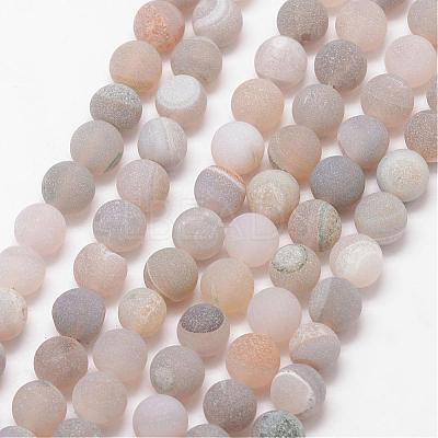 Natural Druzy Geode Agate Bead Strands G-K166-09-10mm-08-1