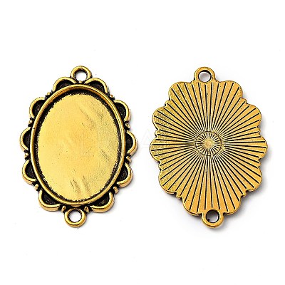 Tibetan Style Alloy Cabochon Connector Settings TIBE-N011-25AG-RS-1