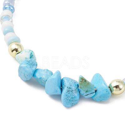 3Pcs 3 Style Natural Mixed Gemstone Chips & Glass Seed Braided Bead Bracelets Sets BJEW-JB09573-1